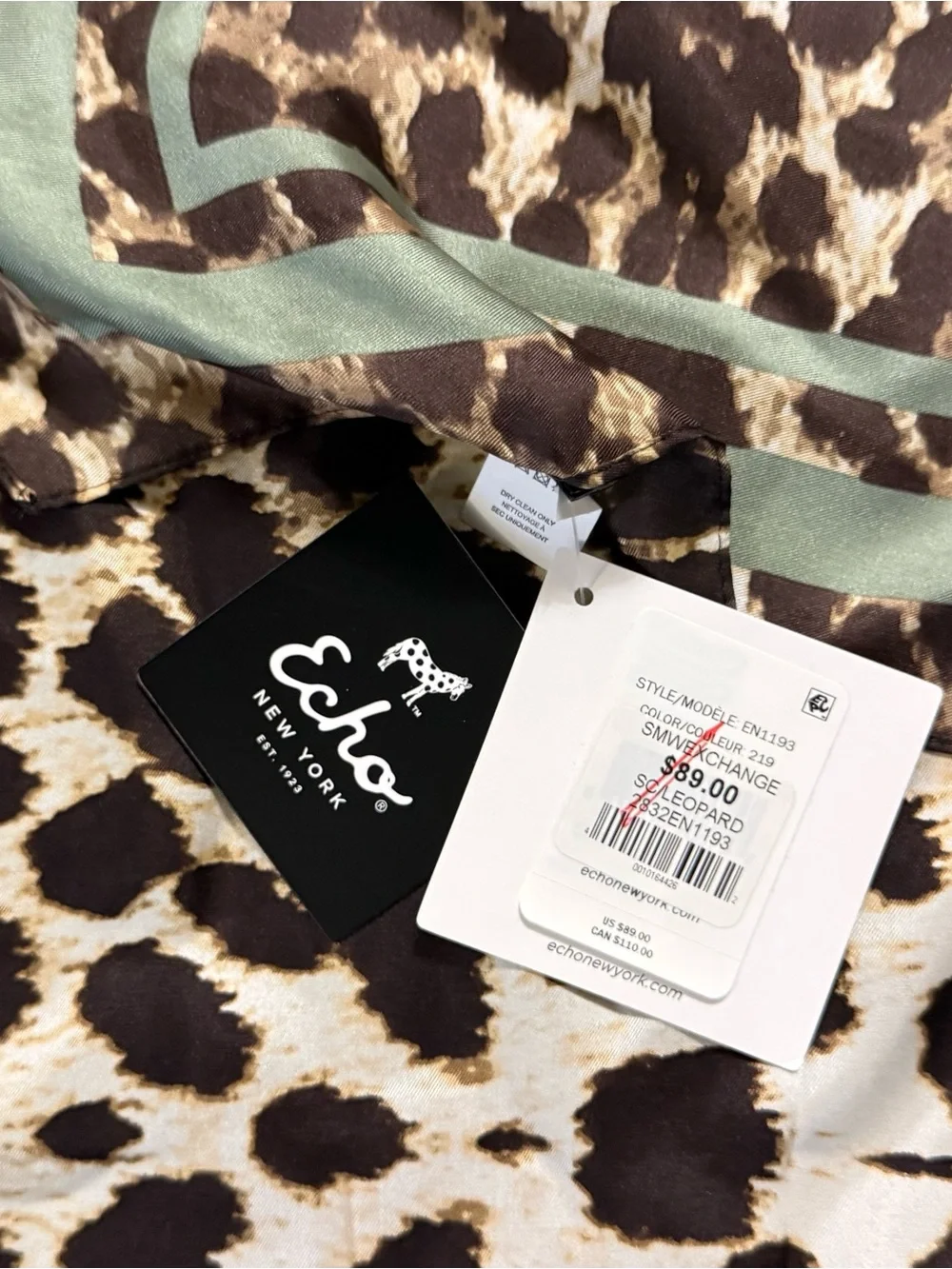 Echo Leopard Print Throw with Sage Trim